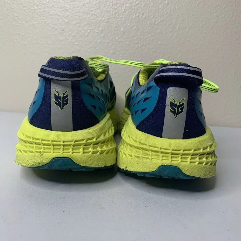 Hoka One One Speedgoat 2 Trail Running Shoes Bright Blue Neon Green Mens Sz 12.5